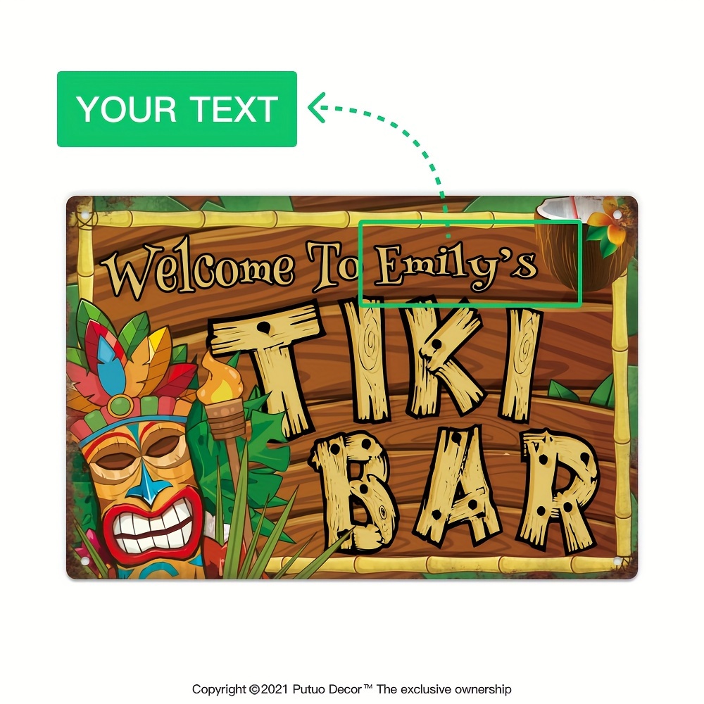 Home Bar Accessories - Placa Decorativa Personalizada para Bar Tiki,